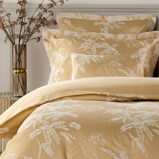 Christy "Holkham" Jacquard Duvet Cover Sets in Wheat (Gold)