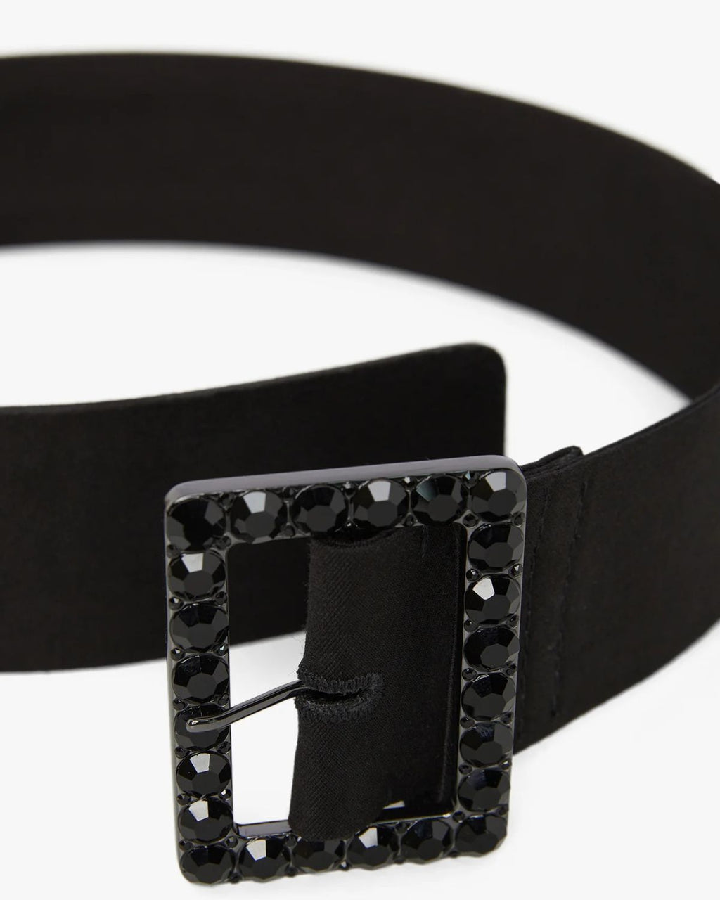 Jasper Conran "Iliana" Wool Silk Jeweled Belt in Black