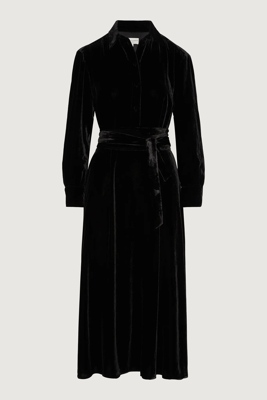 Jasper Conran "Eve" Velvet Full Skirt Shirt Dress in Black