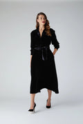 Jasper Conran "Eve" Velvet Full Skirt Shirt Dress in Black