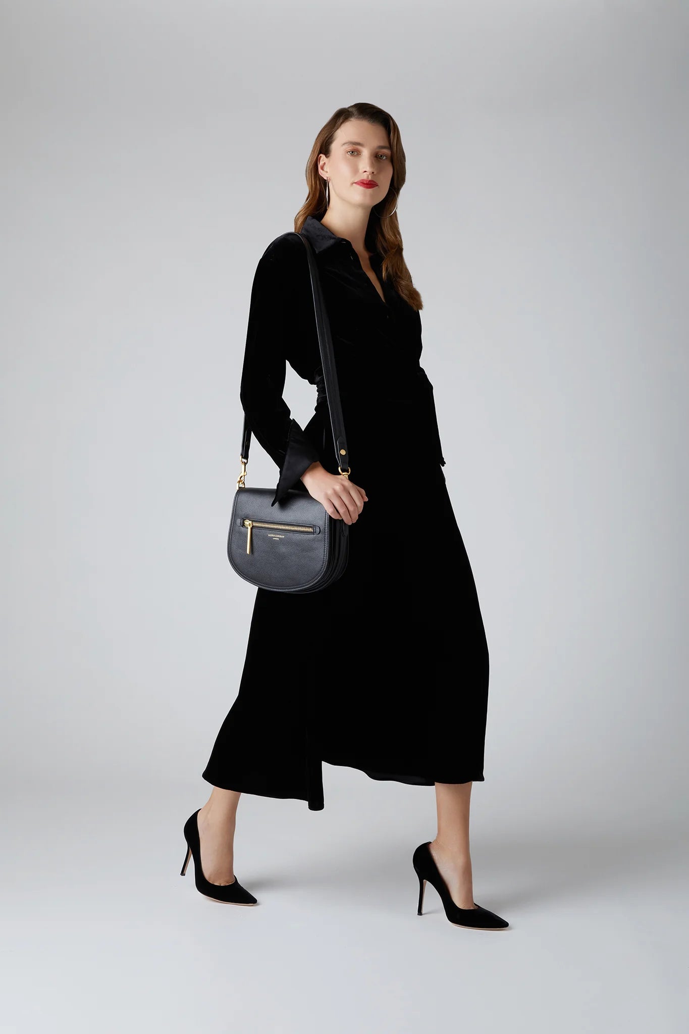 Jasper Conran "Darcey" Saddle Bag in Black