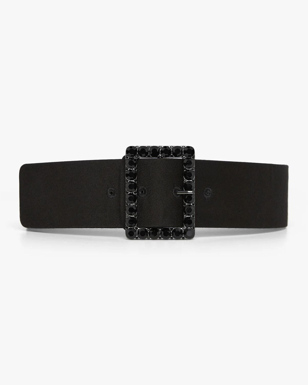 Jasper Conran "Iliana" Wool Silk Jeweled Belt in Black