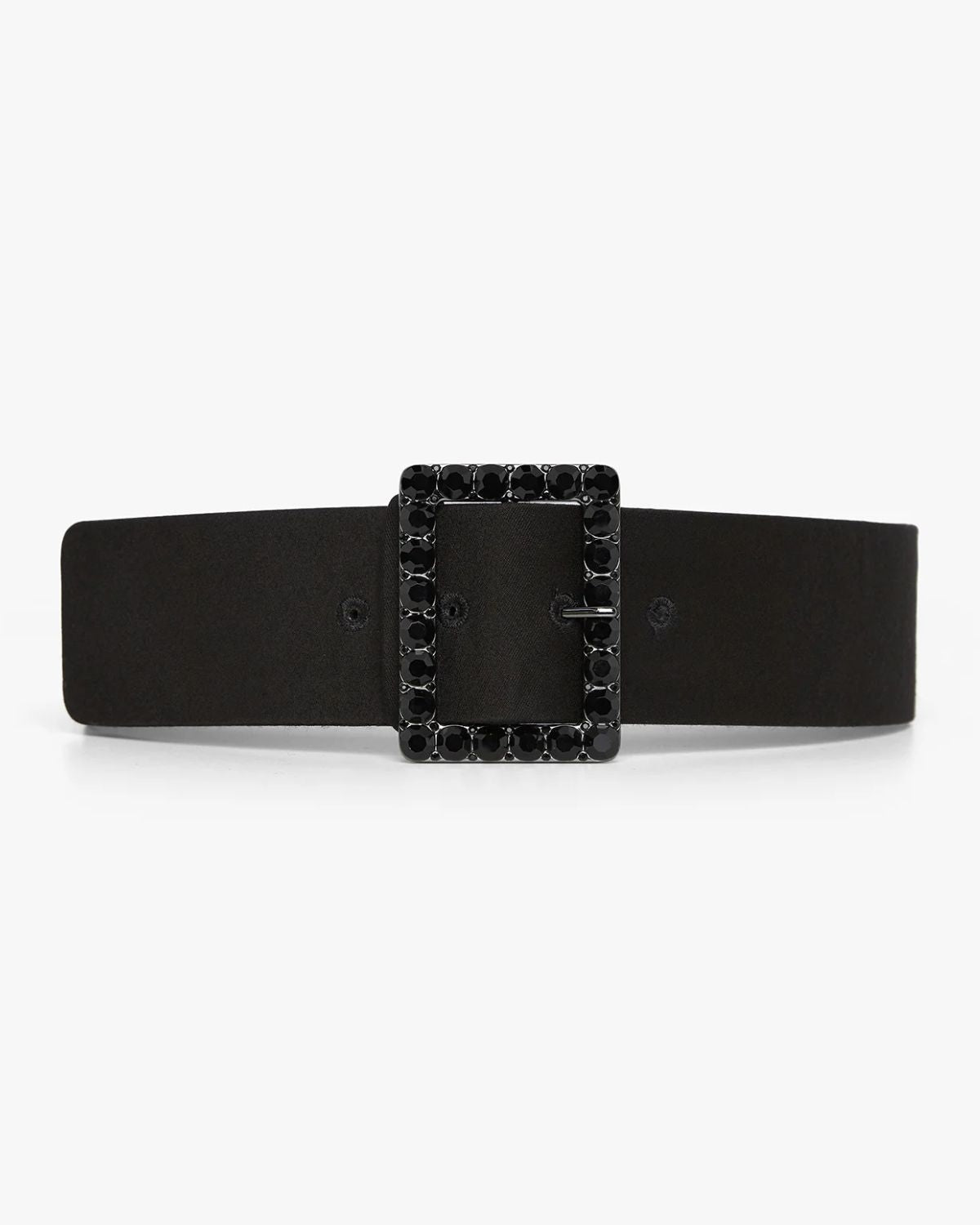 Jasper Conran "Iliana" Wool Silk Jeweled Belt in Black