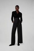 Gianna Velvet Burn Out Shirt in Black