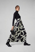 Jasper Conran "Gail" Silk Twill Printed Maxi Skirt in Black