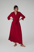 Jasper Conran "Celia" Maxi Silk Wrap Dress in Red