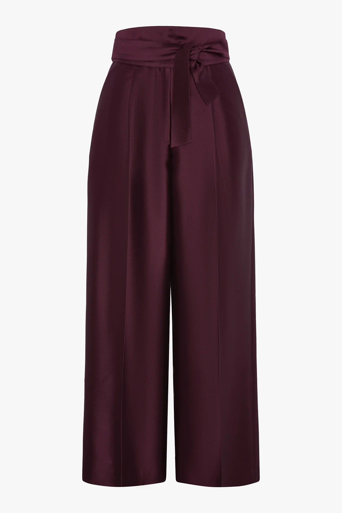 Jasper Conran "Imogen" Wool Silk Wide Leg Trousers in Berry