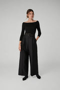 Jasper Conran "Iliana" Wool Silk Jeweled Belt in Black