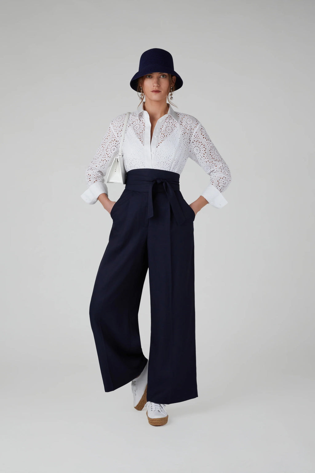 Felicia Broderie Shirt in White