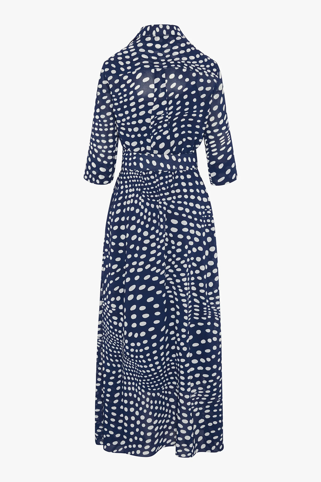 Jasper Conran "Hazel" Printed Georgette Maxi Wrap Dress in Navy