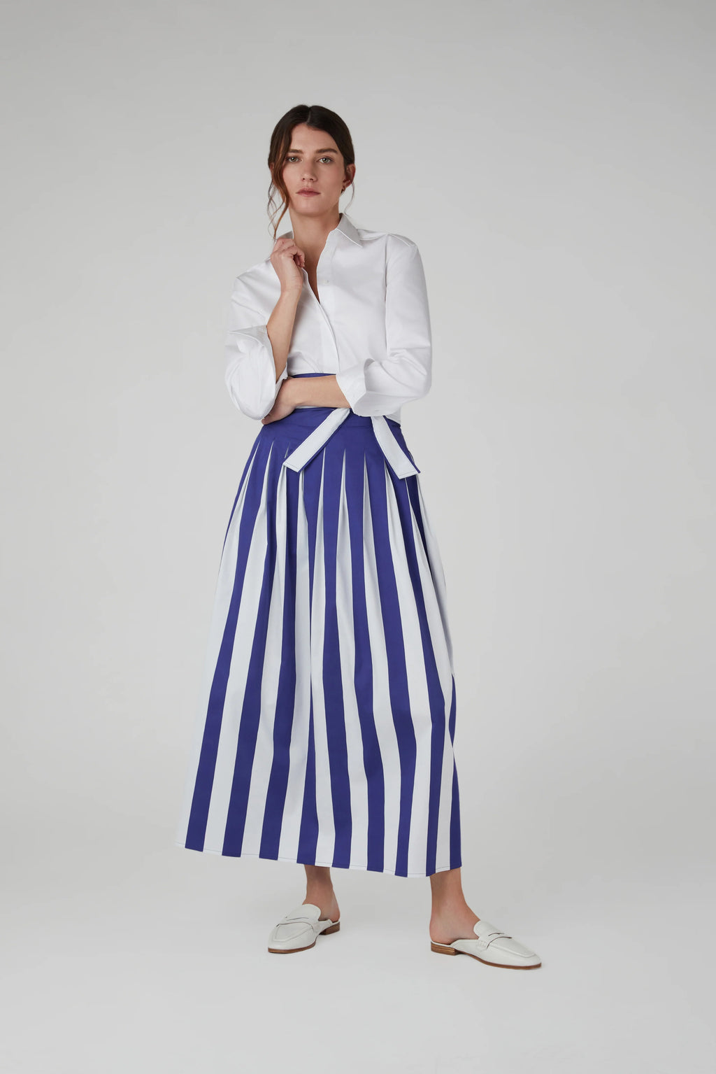 Jasper Conran "Hope" Striped Skirt Cotton in Blue