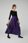 Jasper Conran "Isabella" Silk Twill Printed Maxi Skirt in Purple
