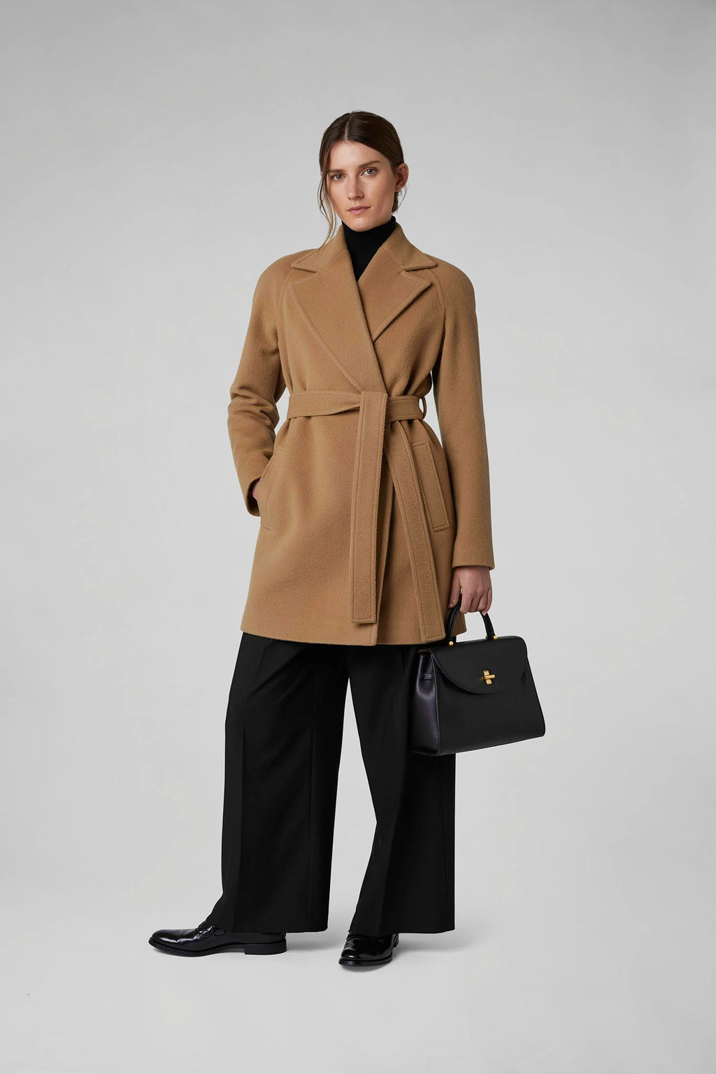 Jasper Conran "Geraldine" Wool Blend Mid Length Coat in Camel