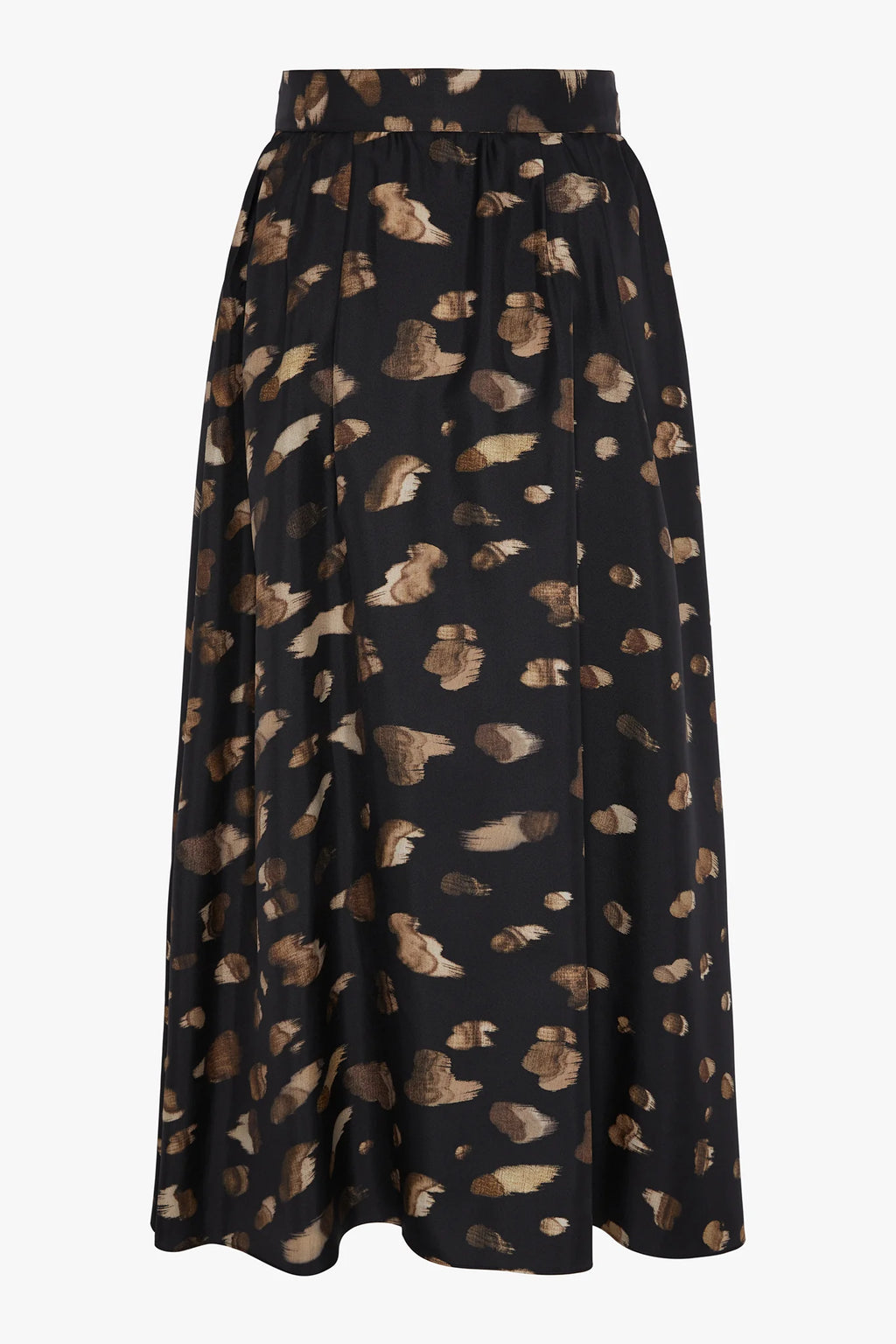 Jasper Conran "Isabella" Silk Twill Printed Maxi Skirt in Brown
