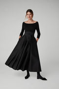 Jasper Conran "Ida" Wool Silk Inverted Pleat Skirt in Black
