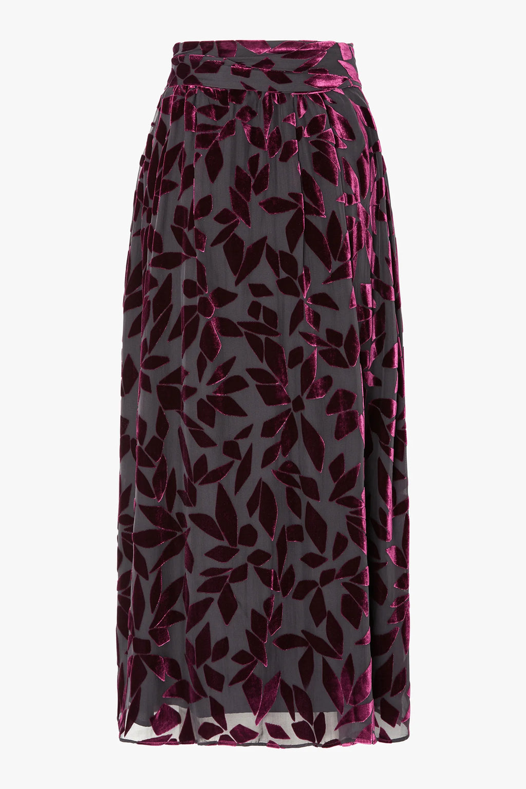 Jasper Conran "Idalia" Velvet Burn Out Skirt in Cerise Geo Pink