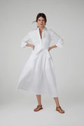 Jasper Conran "Blythe" Full Skirt Shirt Dress in White