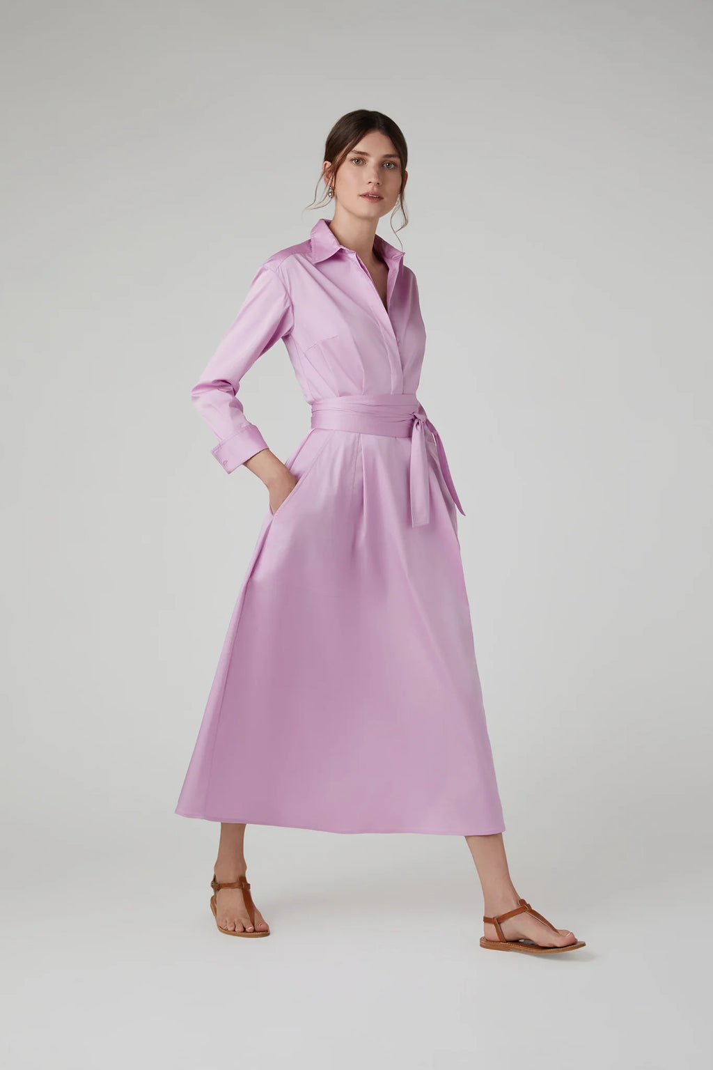 Jasper Conran "Blythe" Full Skirt Shirt Dress in Pink