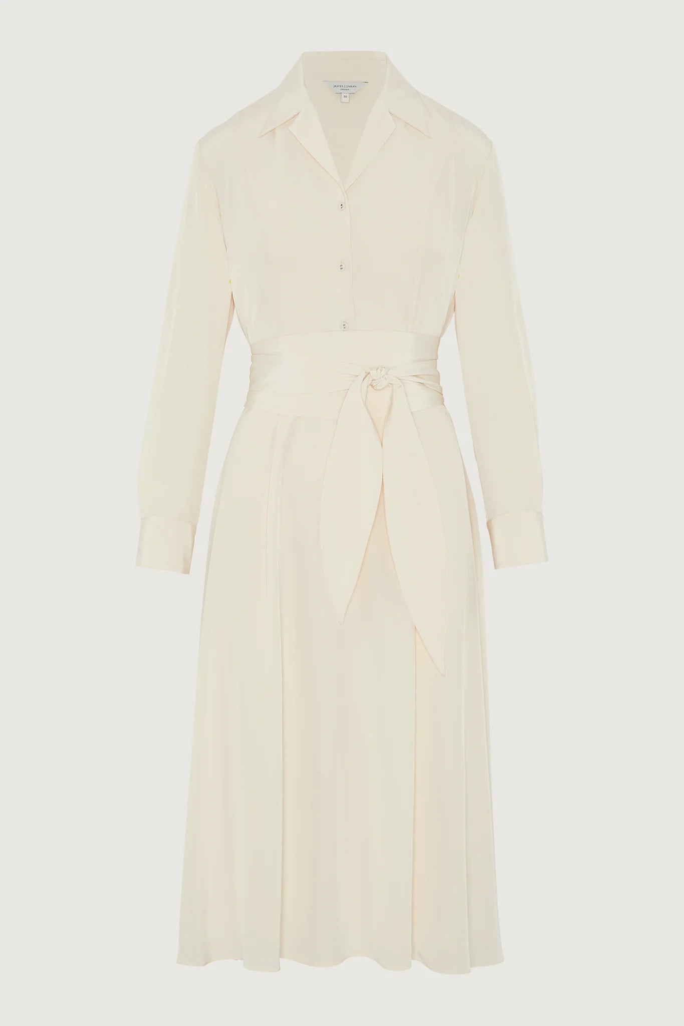 Jasper Conran "Filomena" Silk Full Skirt Shirt Dress in Cream