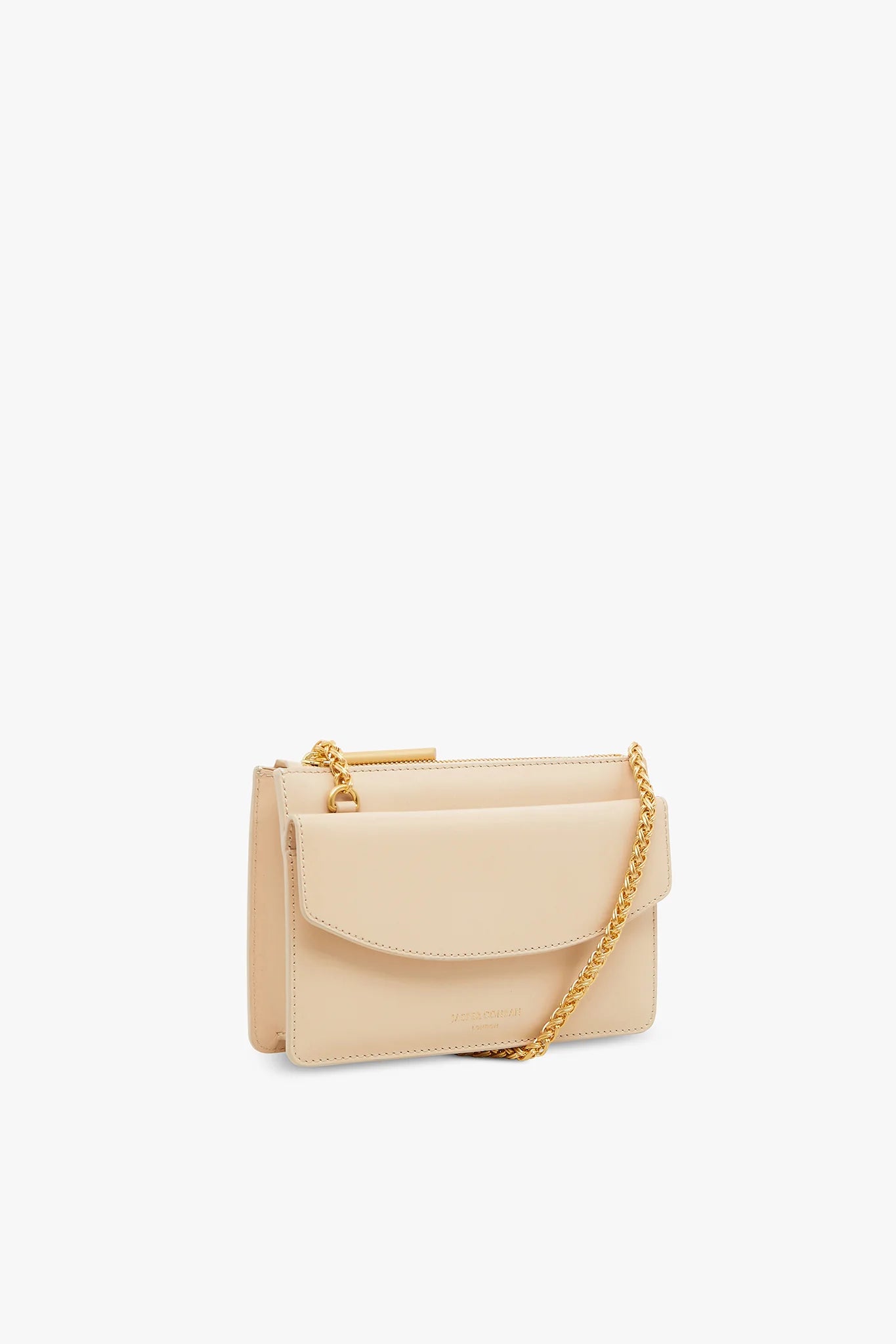 Jasper Conran "Francine" Leather Chain Clutch in Cream