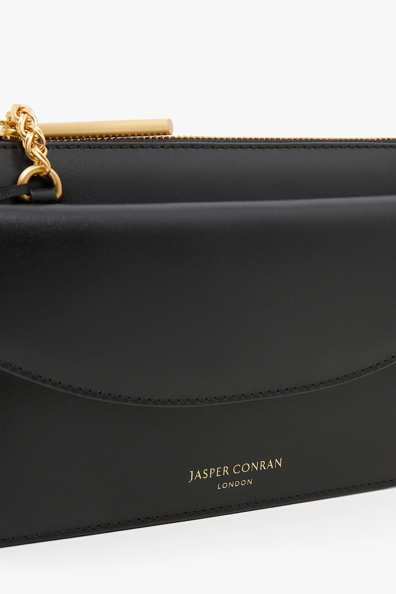 Jasper Conran "Francine" Leather Chain Clutch in Black