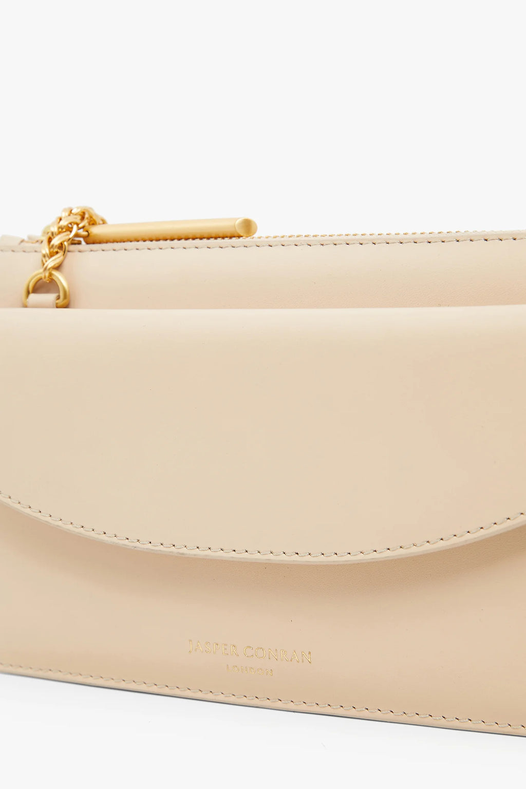 Jasper Conran "Francine" Leather Chain Clutch in Cream