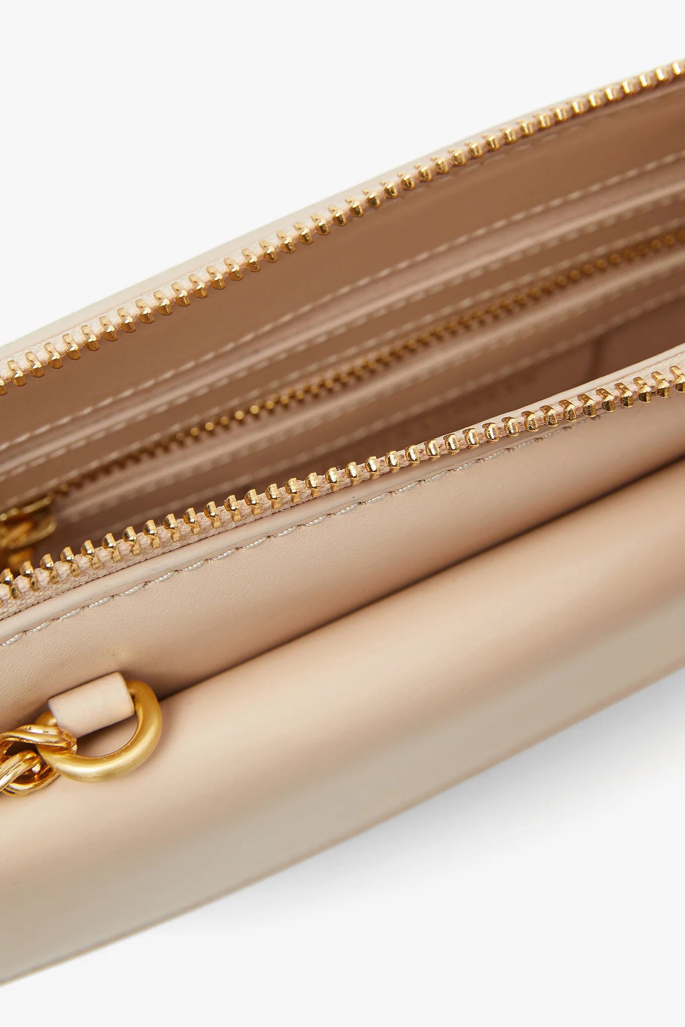 Jasper Conran "Francine" Leather Chain Clutch in Cream