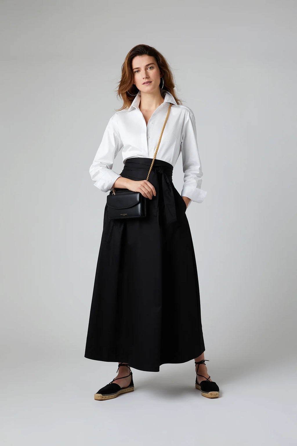 Jasper Conran "Francine" Leather Chain Clutch in Black