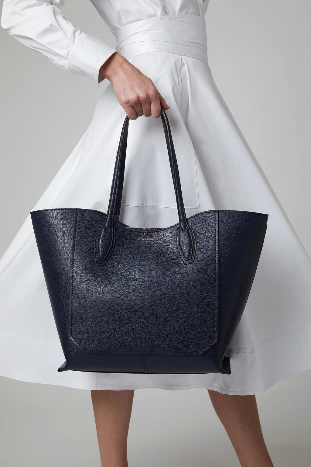 Jasper Conran "Bryn" Leather Tote Bag in Navy