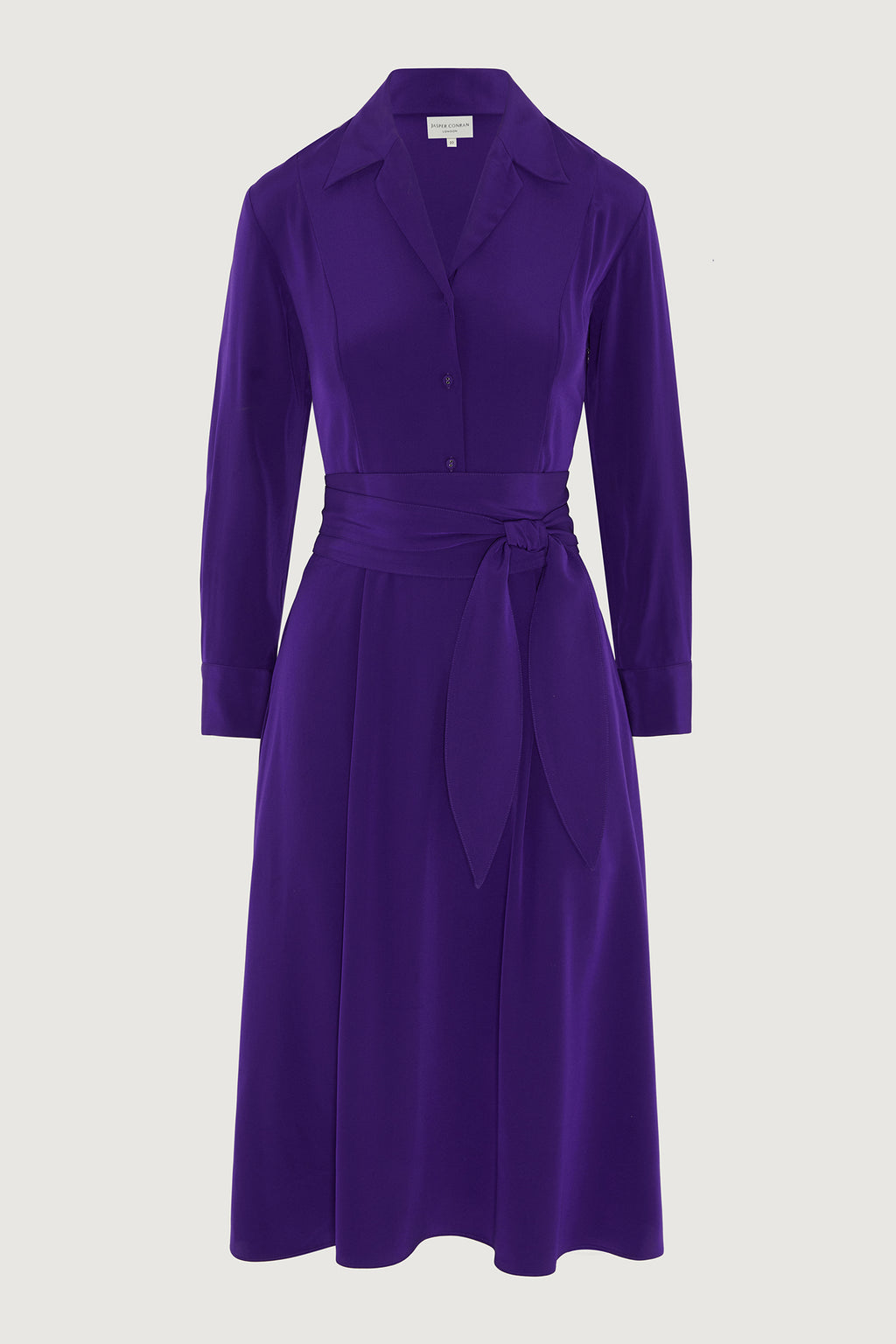Jasper Conran "Fleur" Silk Full Skirt Shirt Dress in Purple
