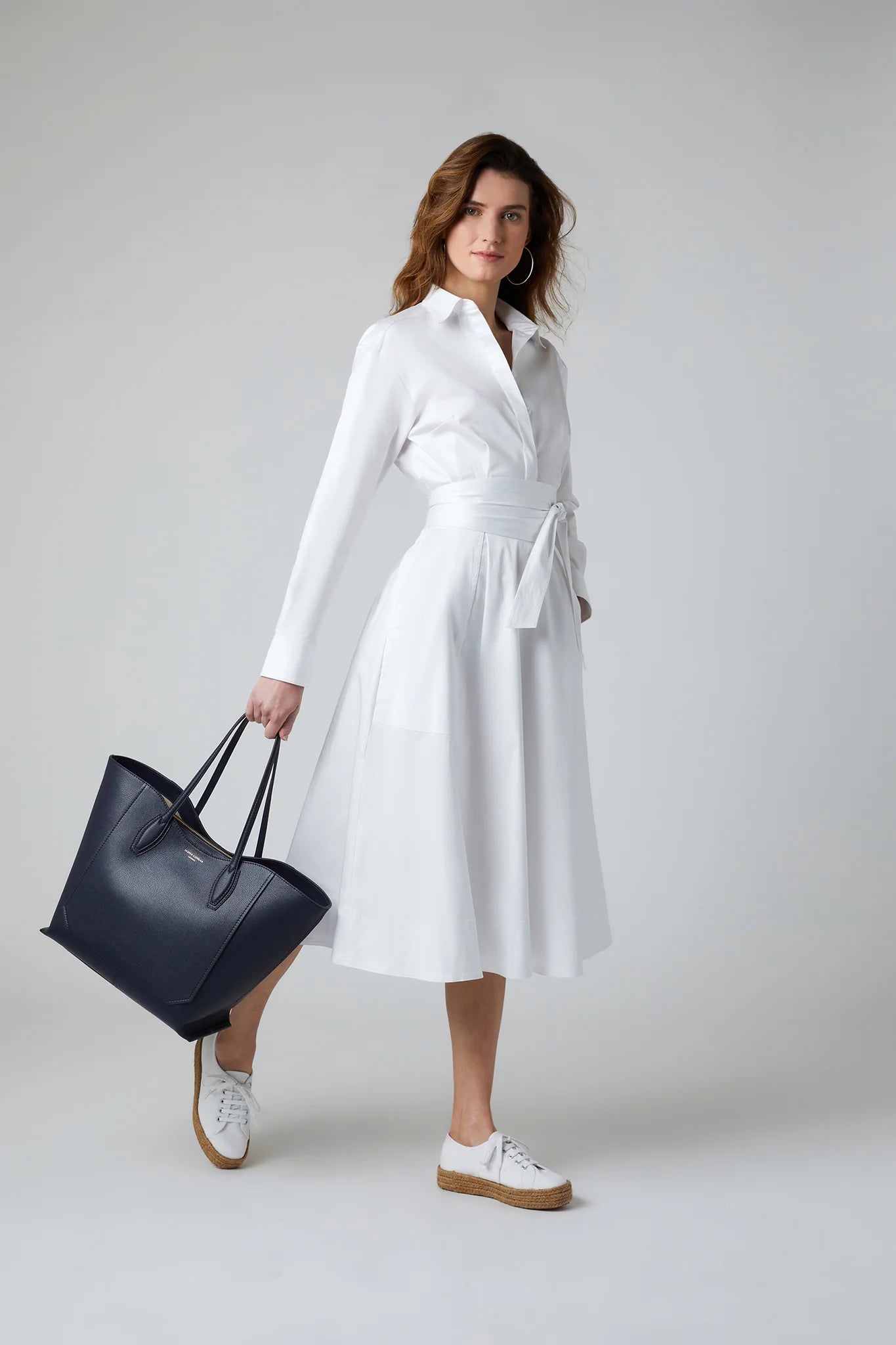 Jasper Conran "Bryn" Leather Tote Bag in Navy