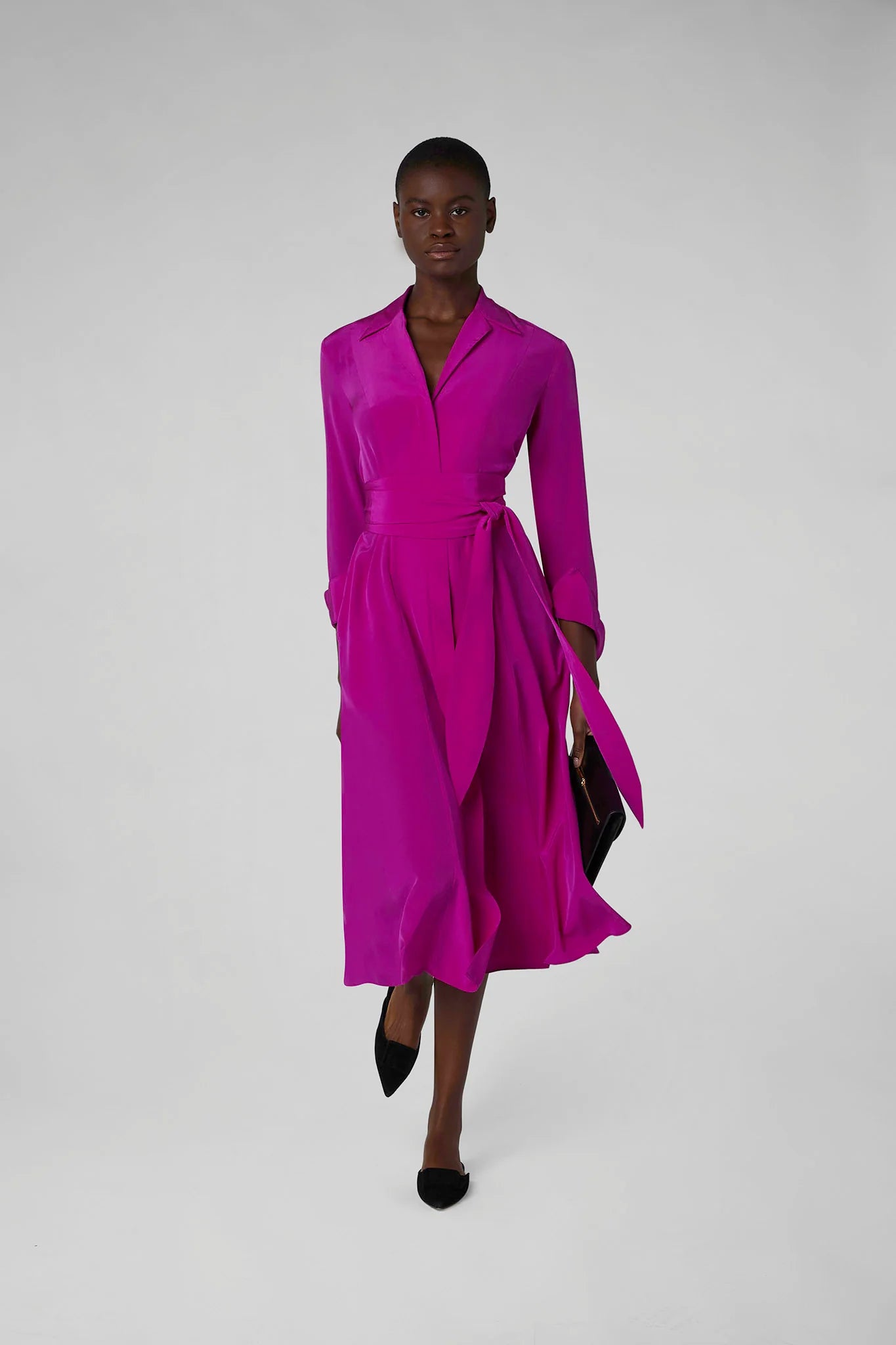 Jasper Conran "Eliza" Silk V Neck Dress in Pink