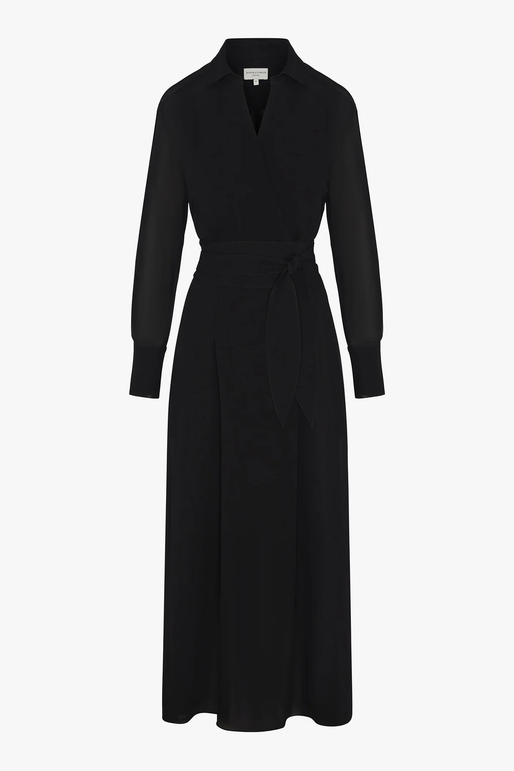 Jasper Conran "Hester" Georgette Maxi Wrap Dress in Black