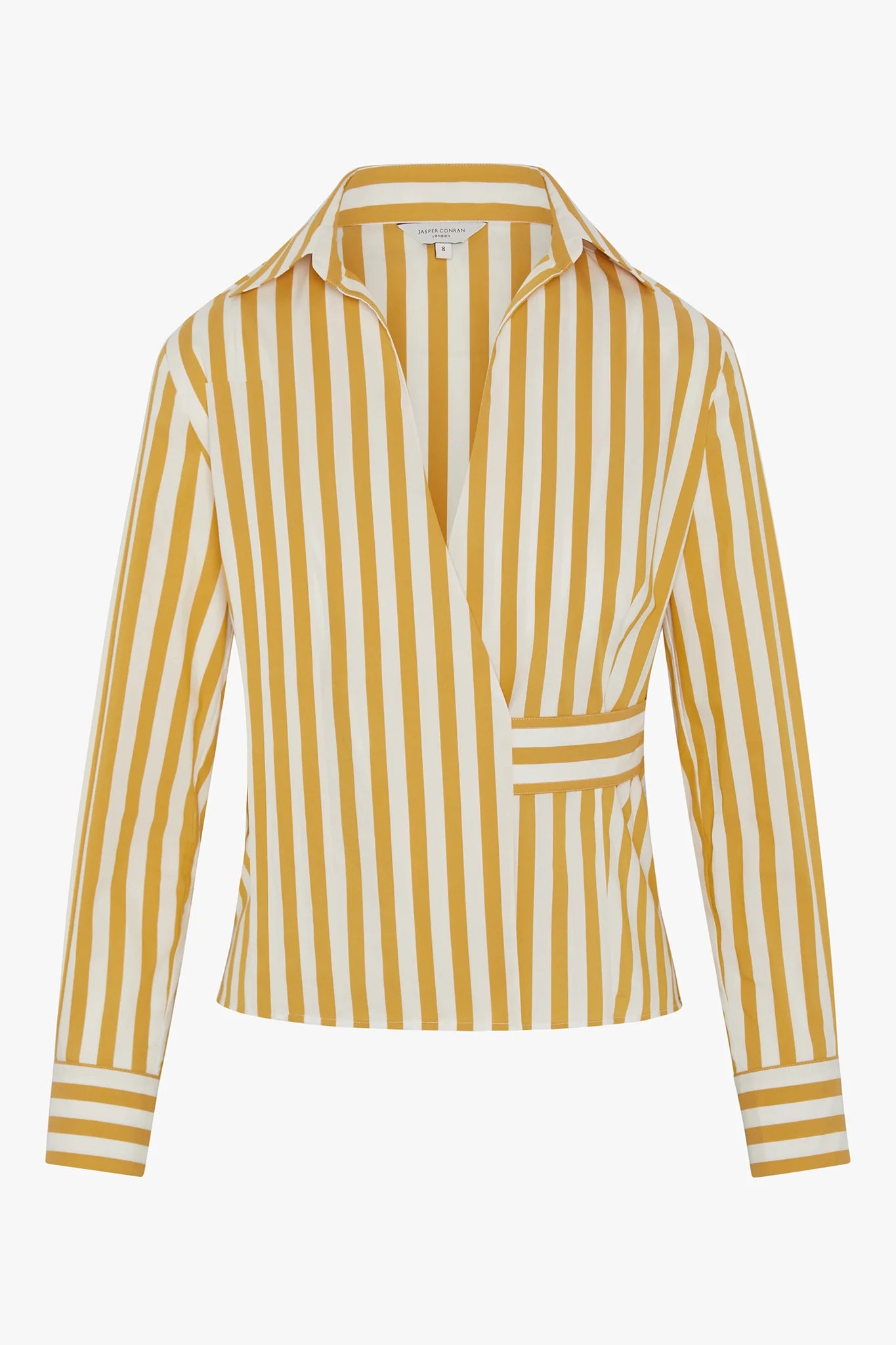 Jasper Conran "Holly" Stripe Wrap with Button Shirt in Gold
