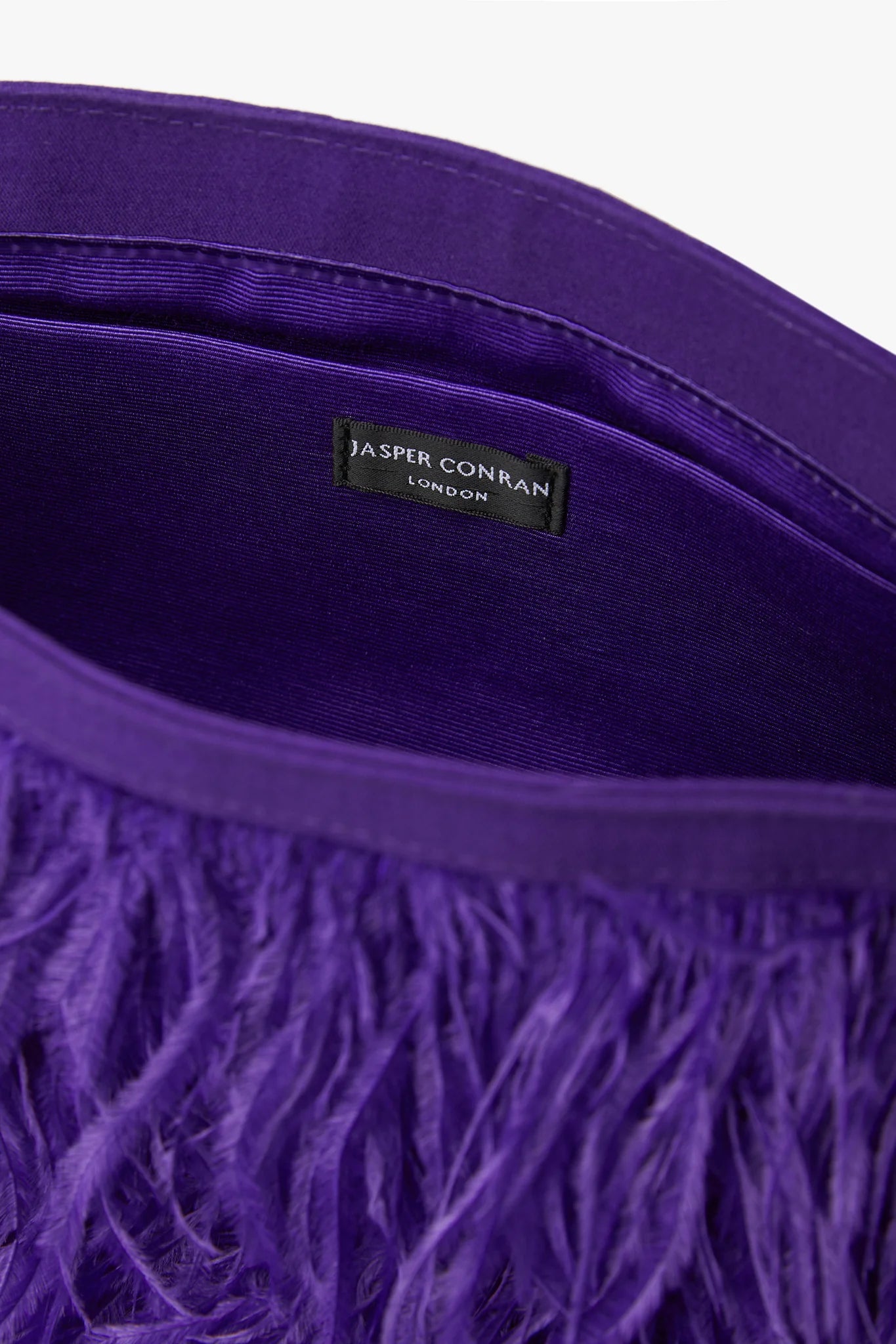 Jasper Conran "Inez" Ostrich Feather Clutch Bag in Violet