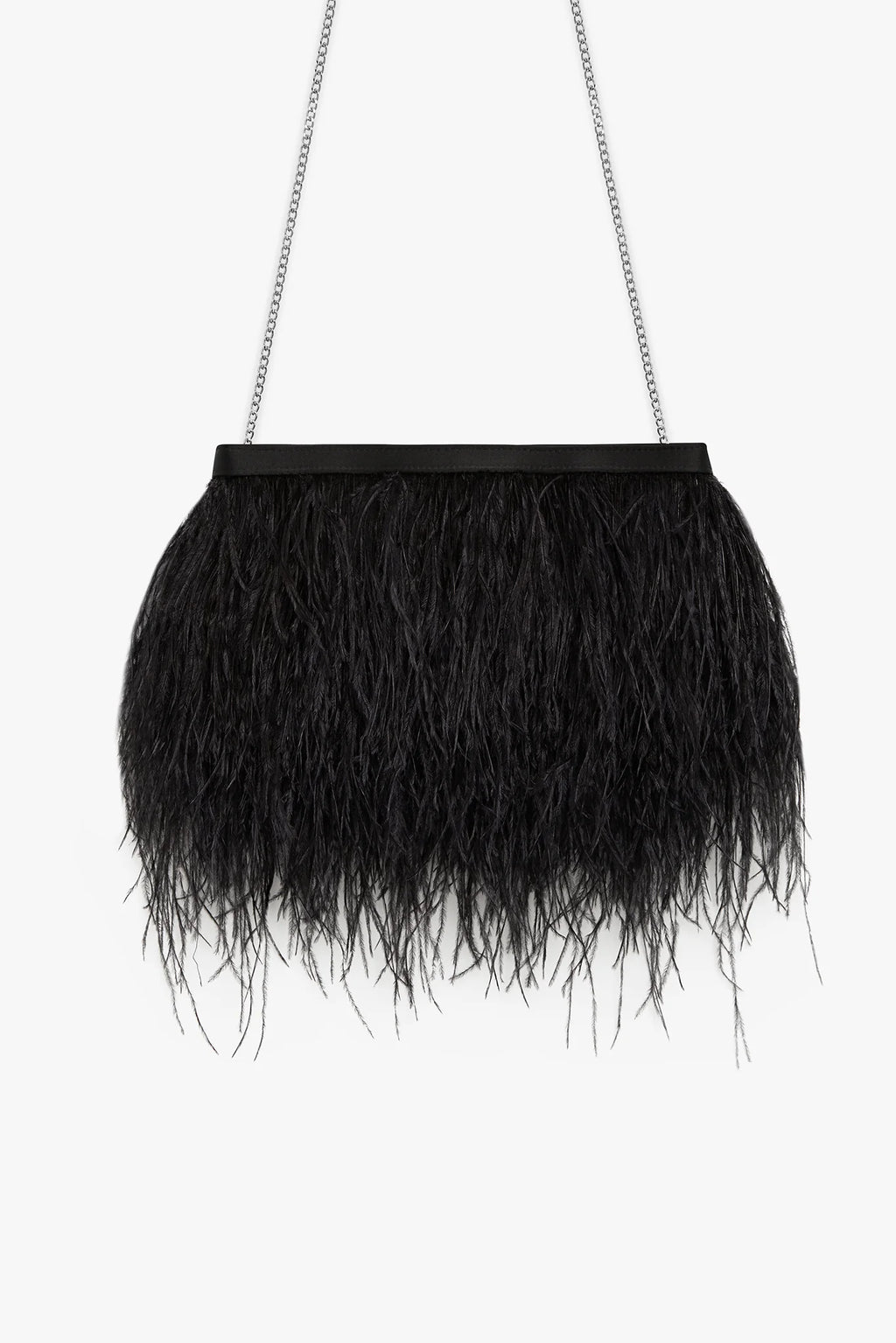 Jasper Conran "Inez" Ostrich Feather Clutch Bag in Black