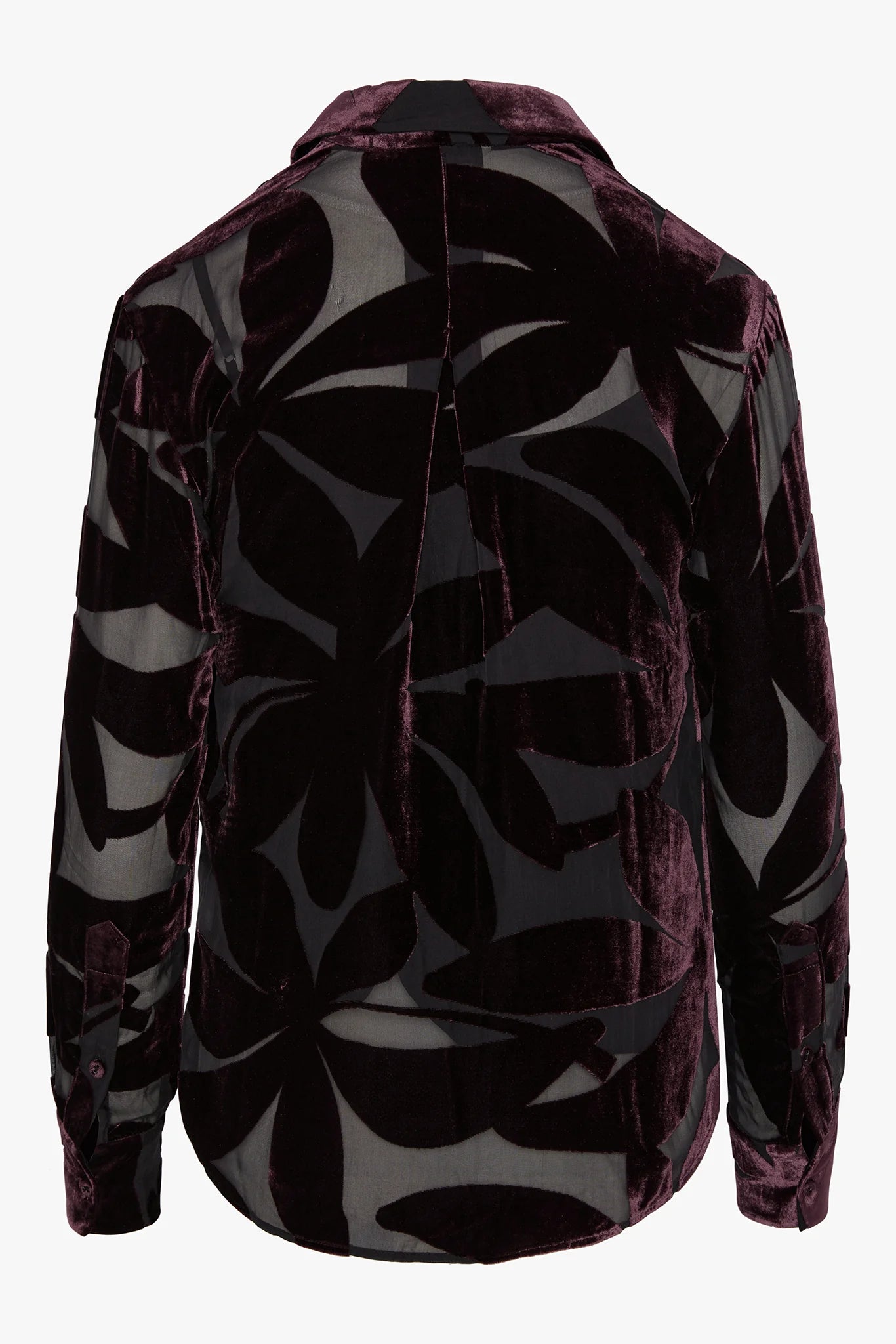 Jasper Conran "Idalia" Velvet Burn Out Shirt in Berry Floral
