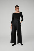 Jasper Conran "Imogen" Wool Silk Wide Leg Trousers in Black