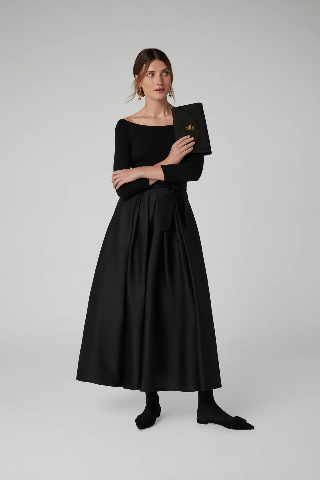 Jasper Conran "Gigi" Wool Silk Clutch Bag in Black