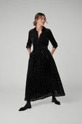 Jasper Conran "Isabel" Velvet Devoré Shirt Dress in Black