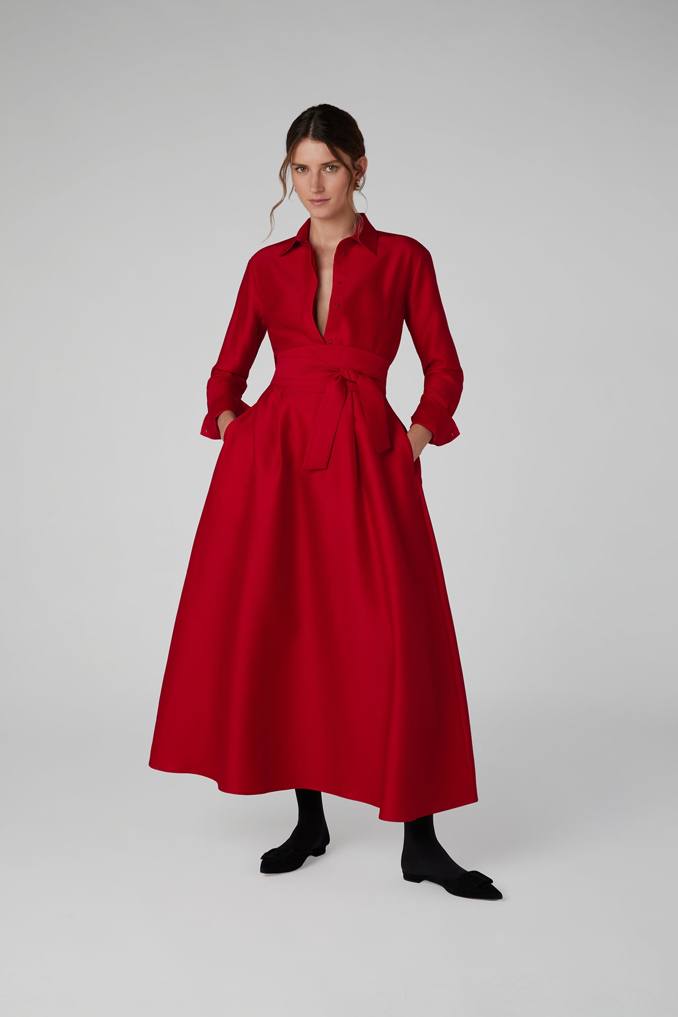 Jasper Conran "Gwen" Wool Silk Skirt in Red