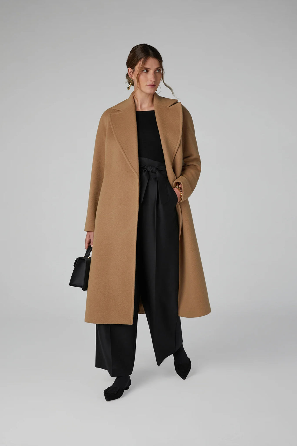 Jasper Conran "Geraldine" Wool Blend Long Coat in Camel