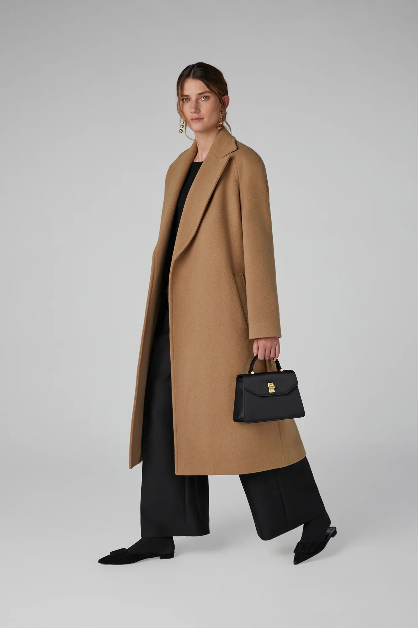 Jasper Conran "Geraldine" Wool Blend Long Coat in Camel