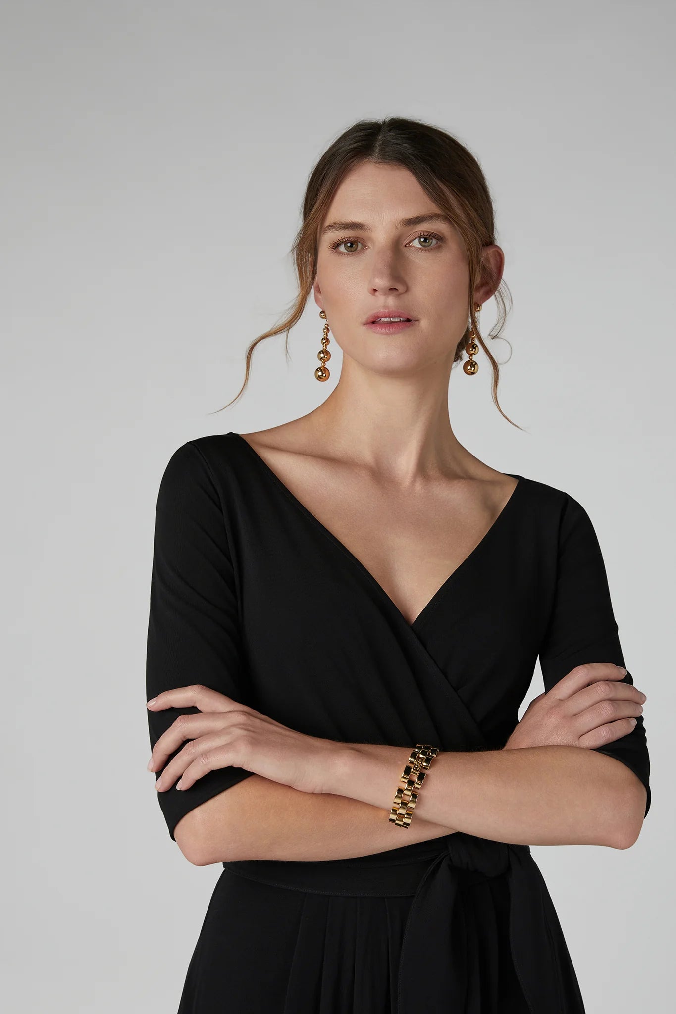Jasper Conran "Ivy" Draped Jersey Wrap Dress in Black