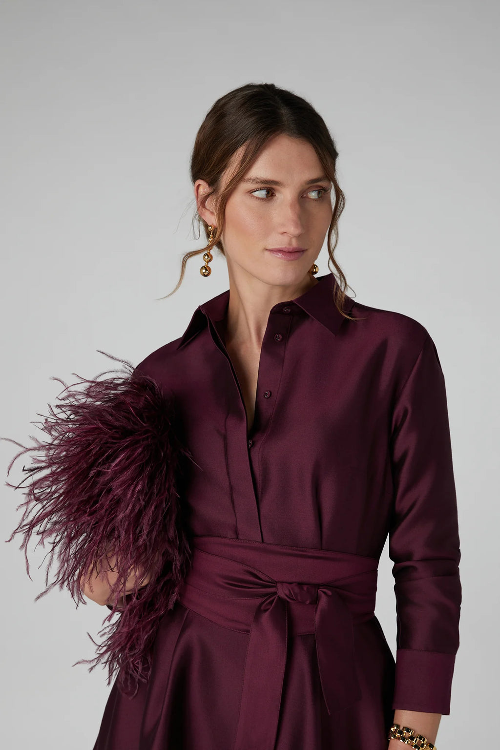 Jasper Conran "Inez" Ostrich Feather Clutch Bag in Berry