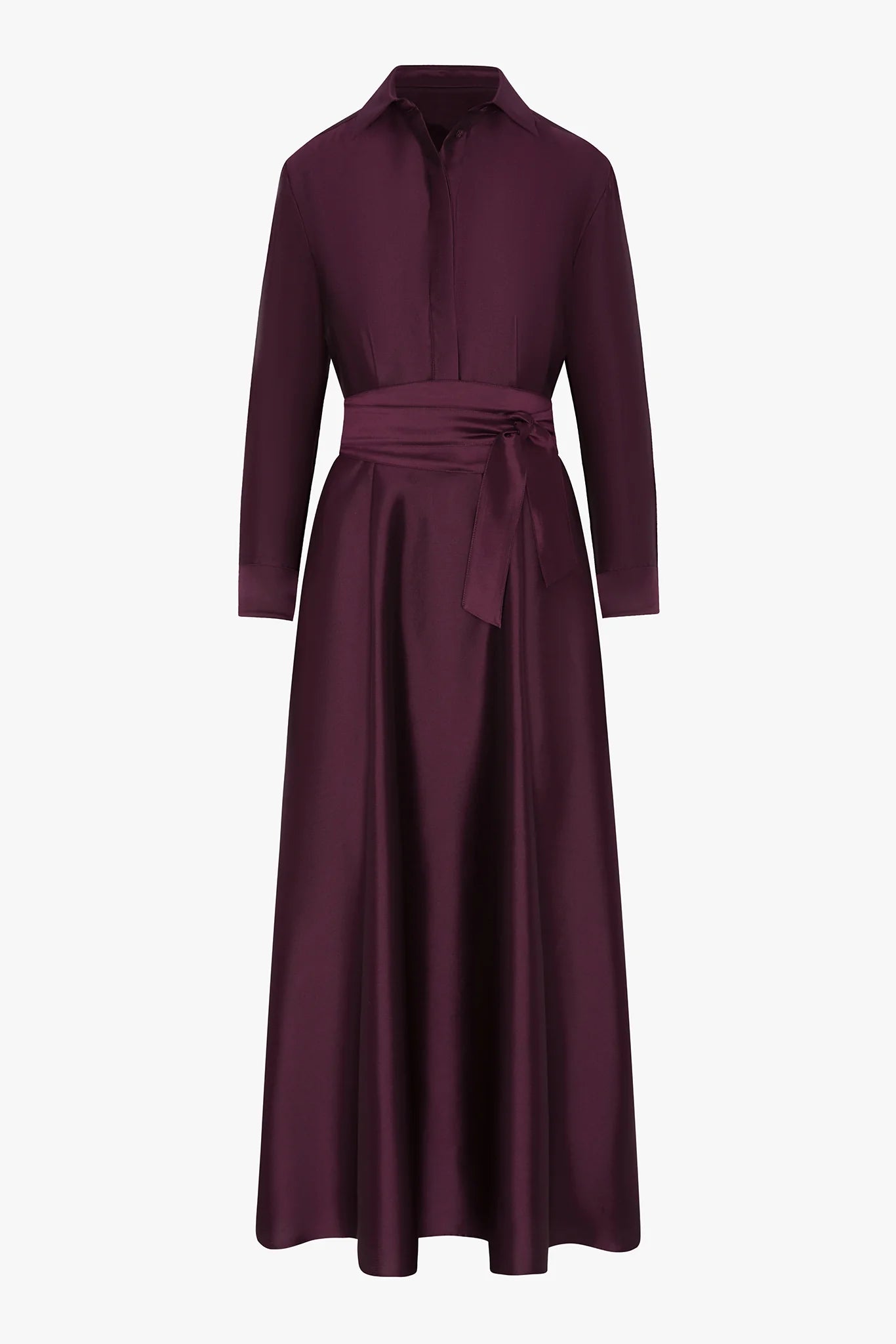 Jasper Conran "Isla" Wool Silk Shirt Dress in Berry