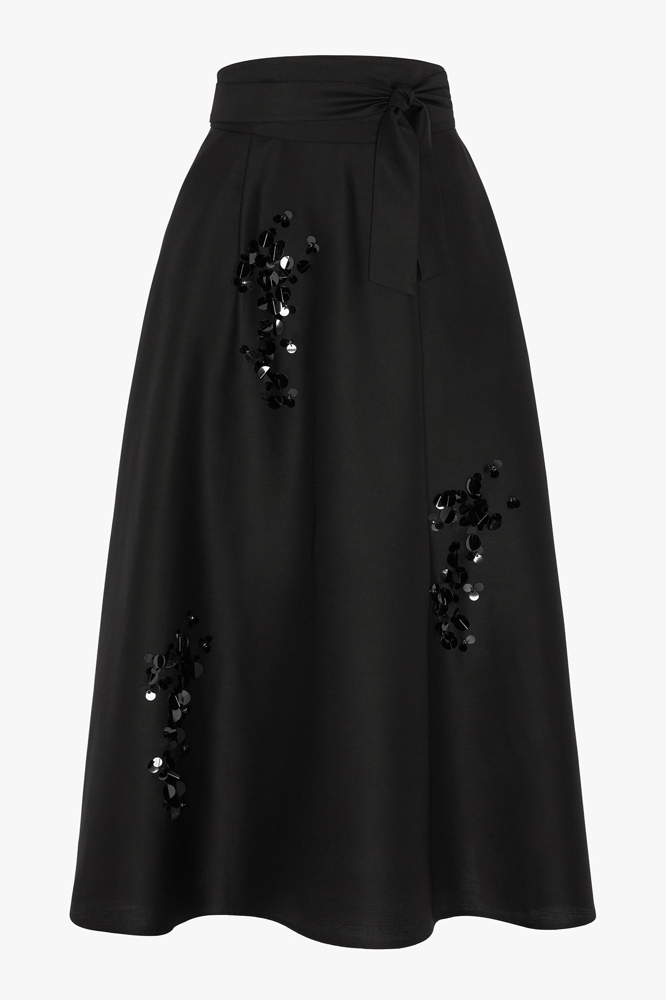 Jasper Conran "Imelda" Wool Silk Sequin Skirt in Black