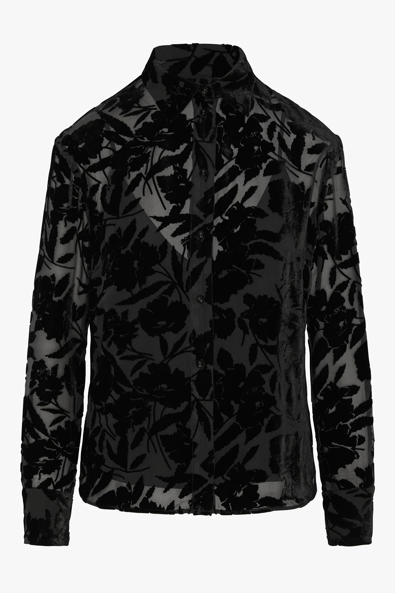 Jasper Conran "Idalia" Velvet Burn Out Shirt in Black Floral