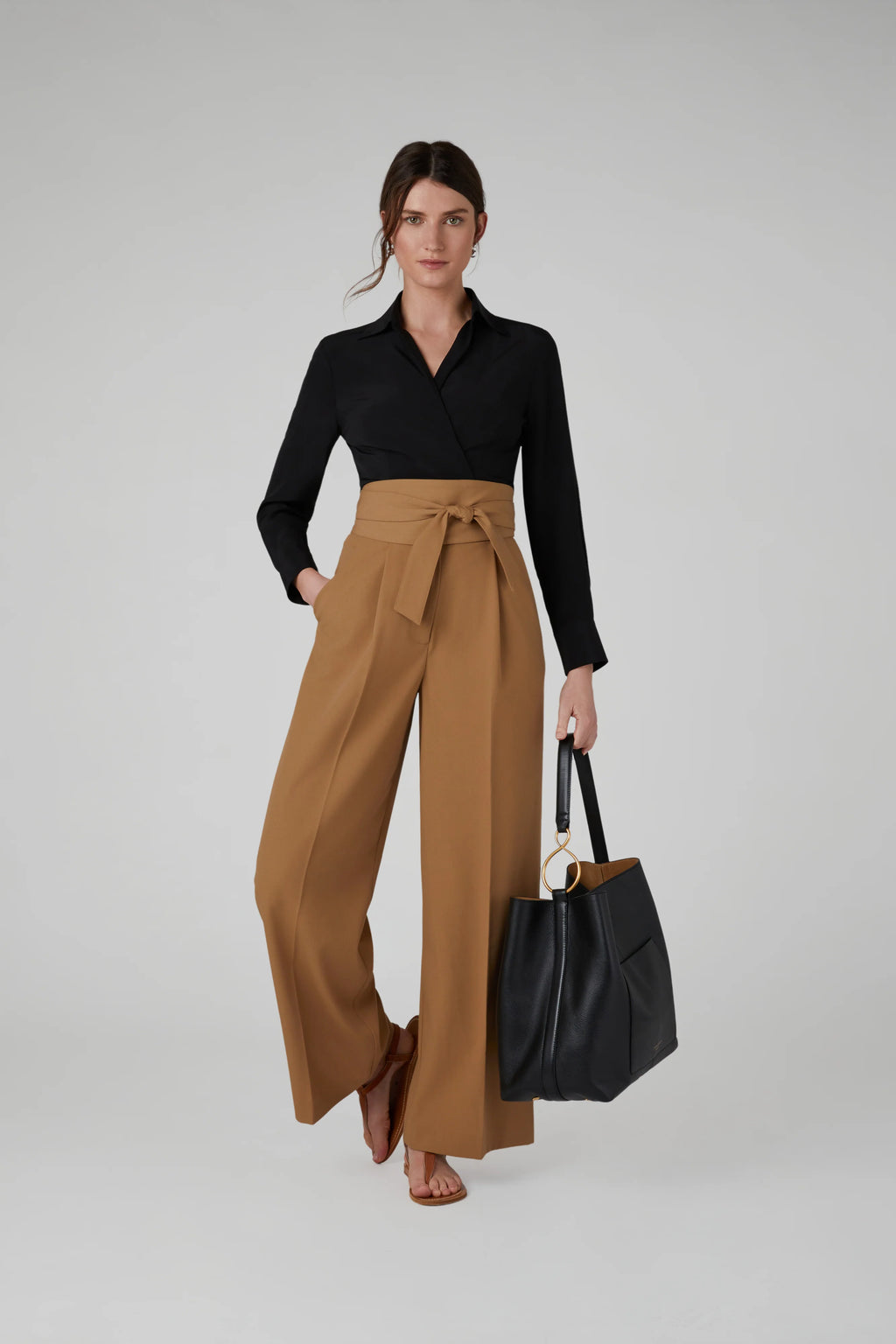 Jasper Conran "Georgia" Wide Leg Trousers in Camel