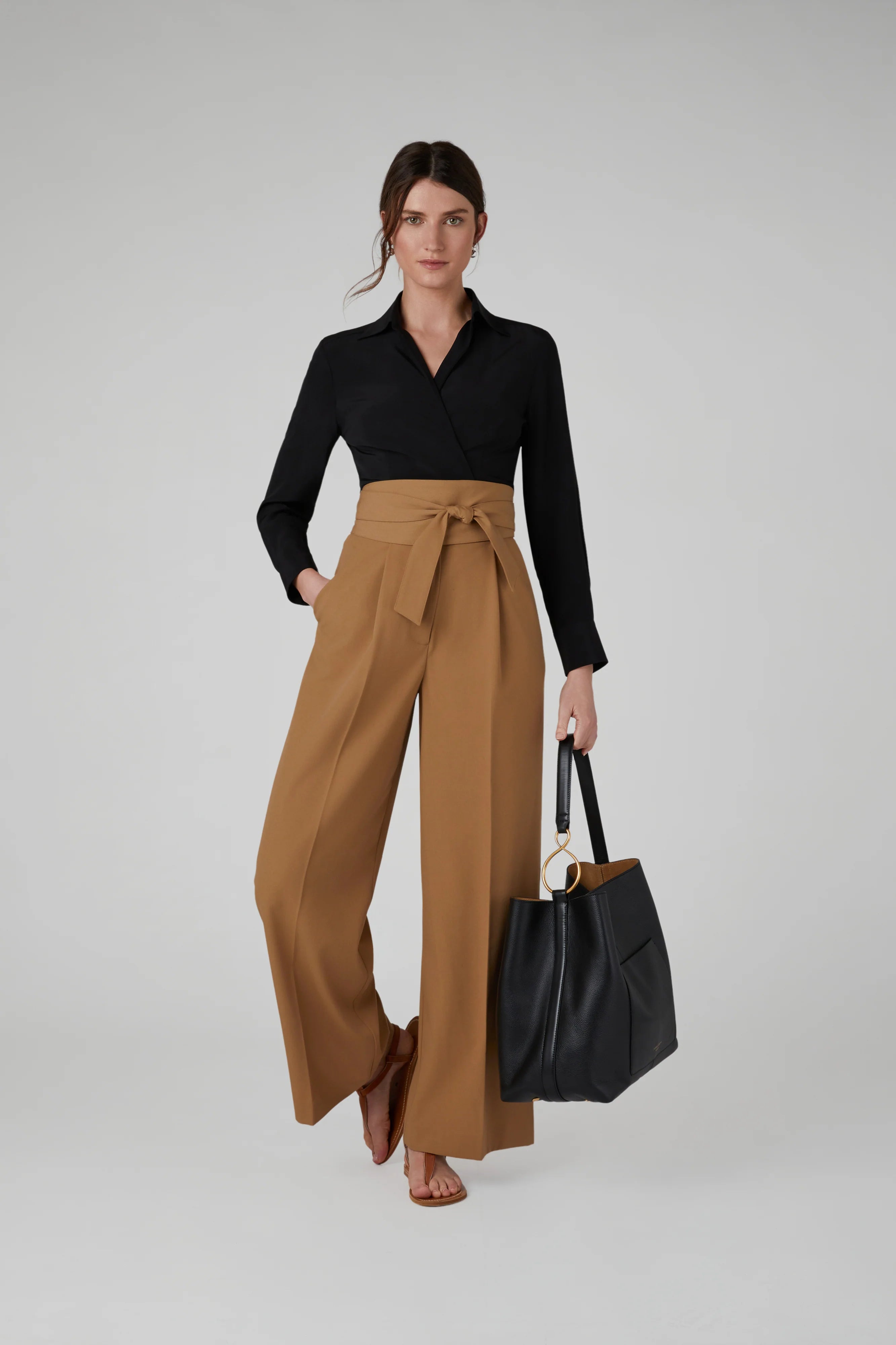 Jasper Conran "Georgia" Wide Leg Trousers in Camel